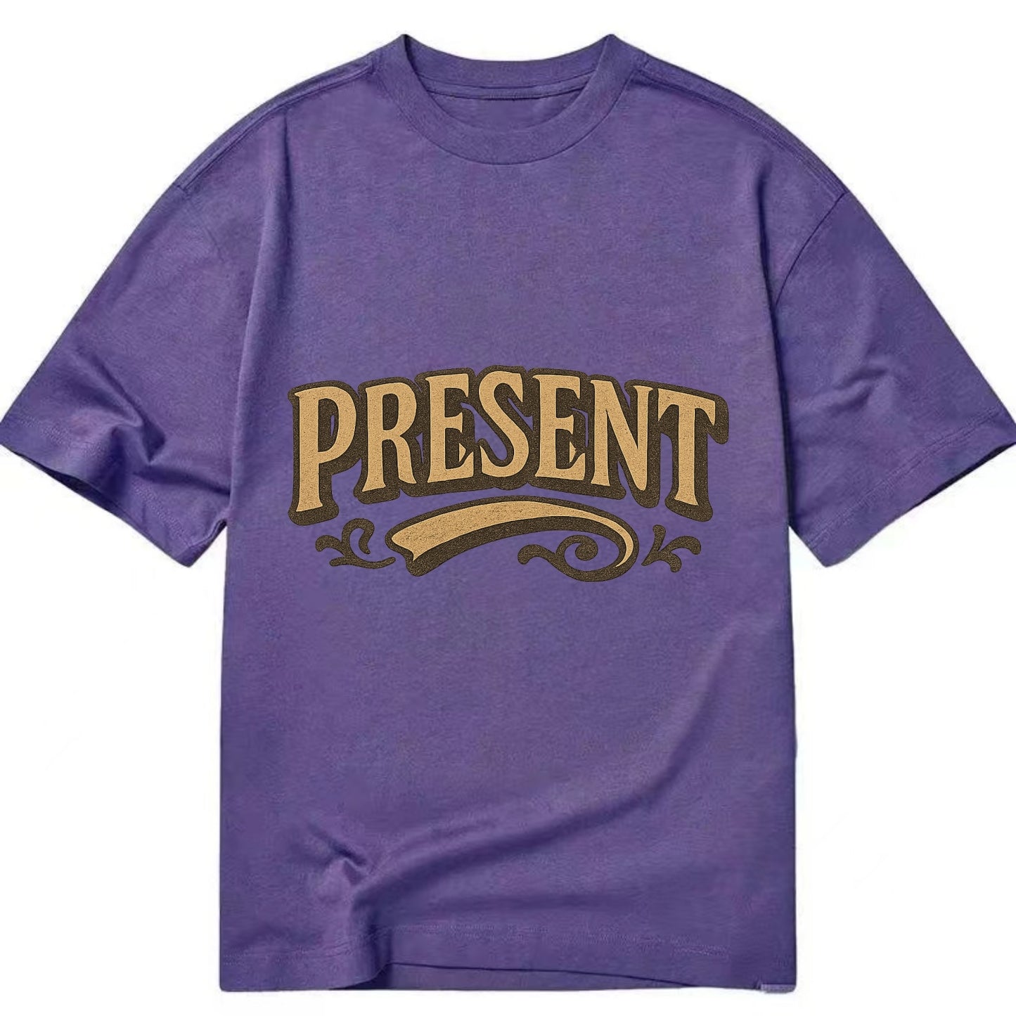 Bold typography design - "PRESENT" - living in the now - Classic T-shirt - Purple