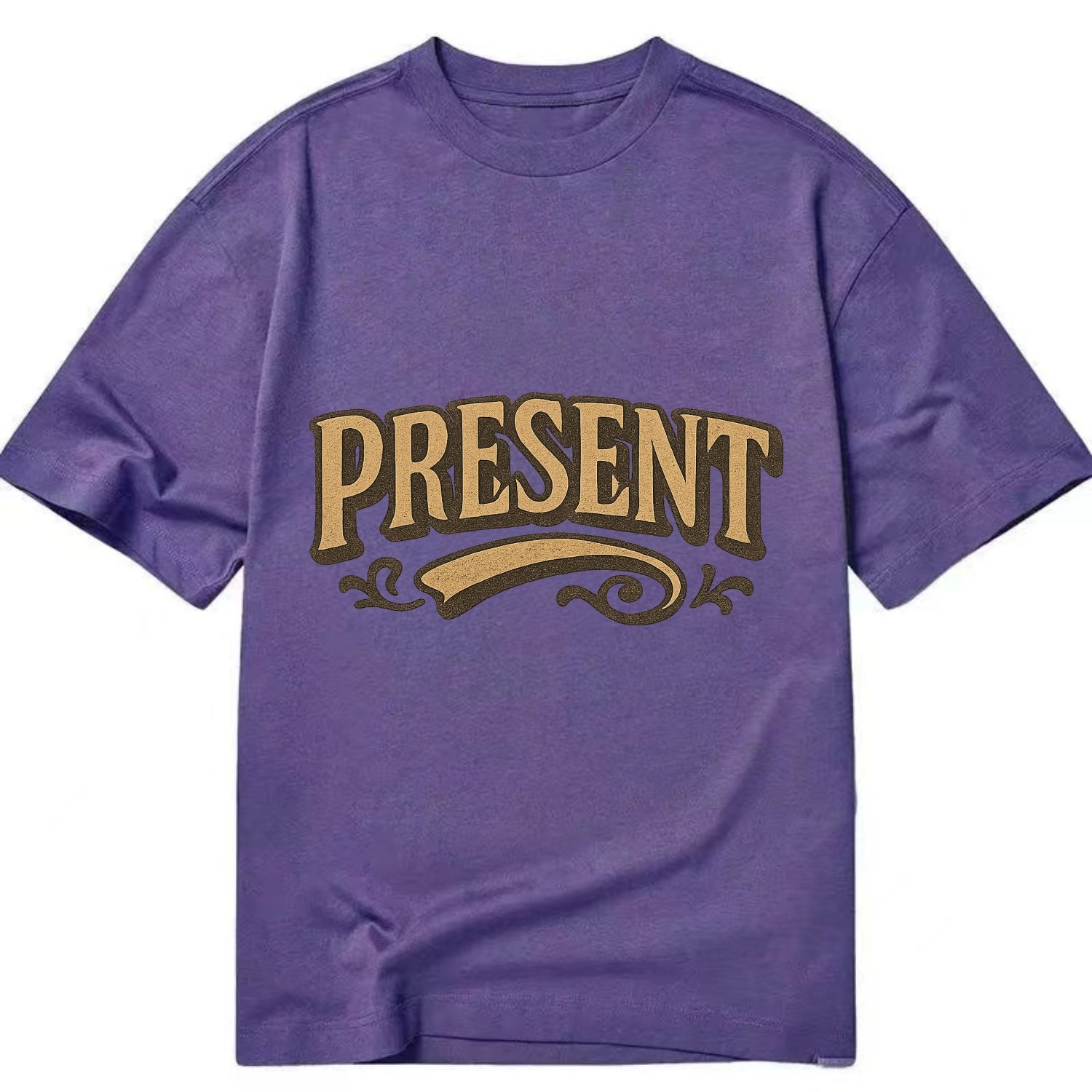 Bold typography design - "PRESENT" - living in the now - Classic T-shirt - Purple