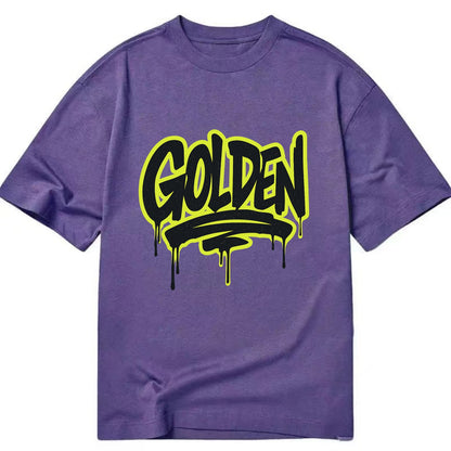 Bold typography design - "GOLDEN" - precious, valuable, excellent - Classic T-shirt - Purple