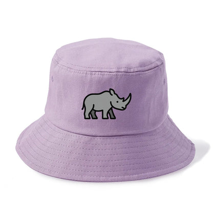 Rhinoceros - Gray with horn flat side profile - Bucket Hat - Purple