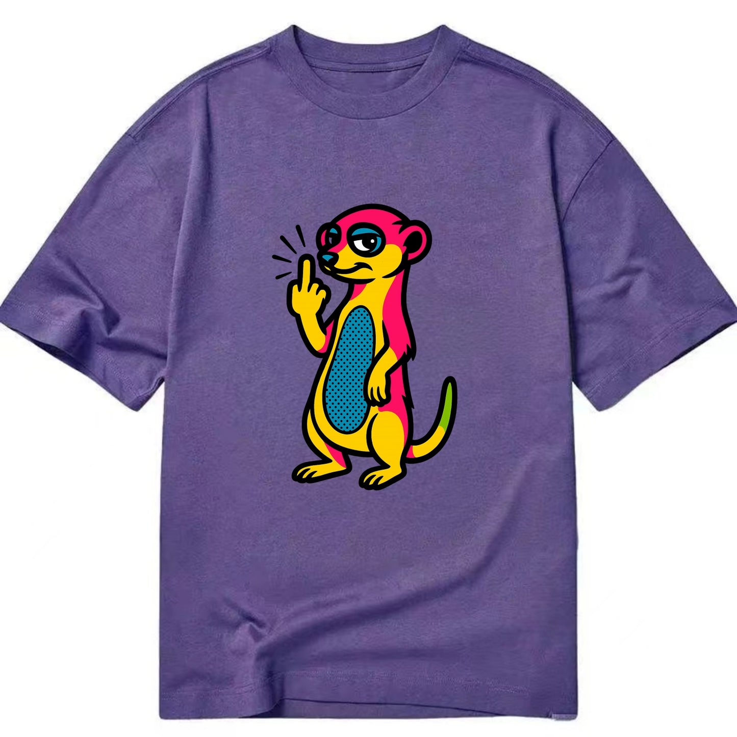 cute meerkat standing guard on hind legs, one front paw raised in sassy salute - Classic T-shirt - Purple