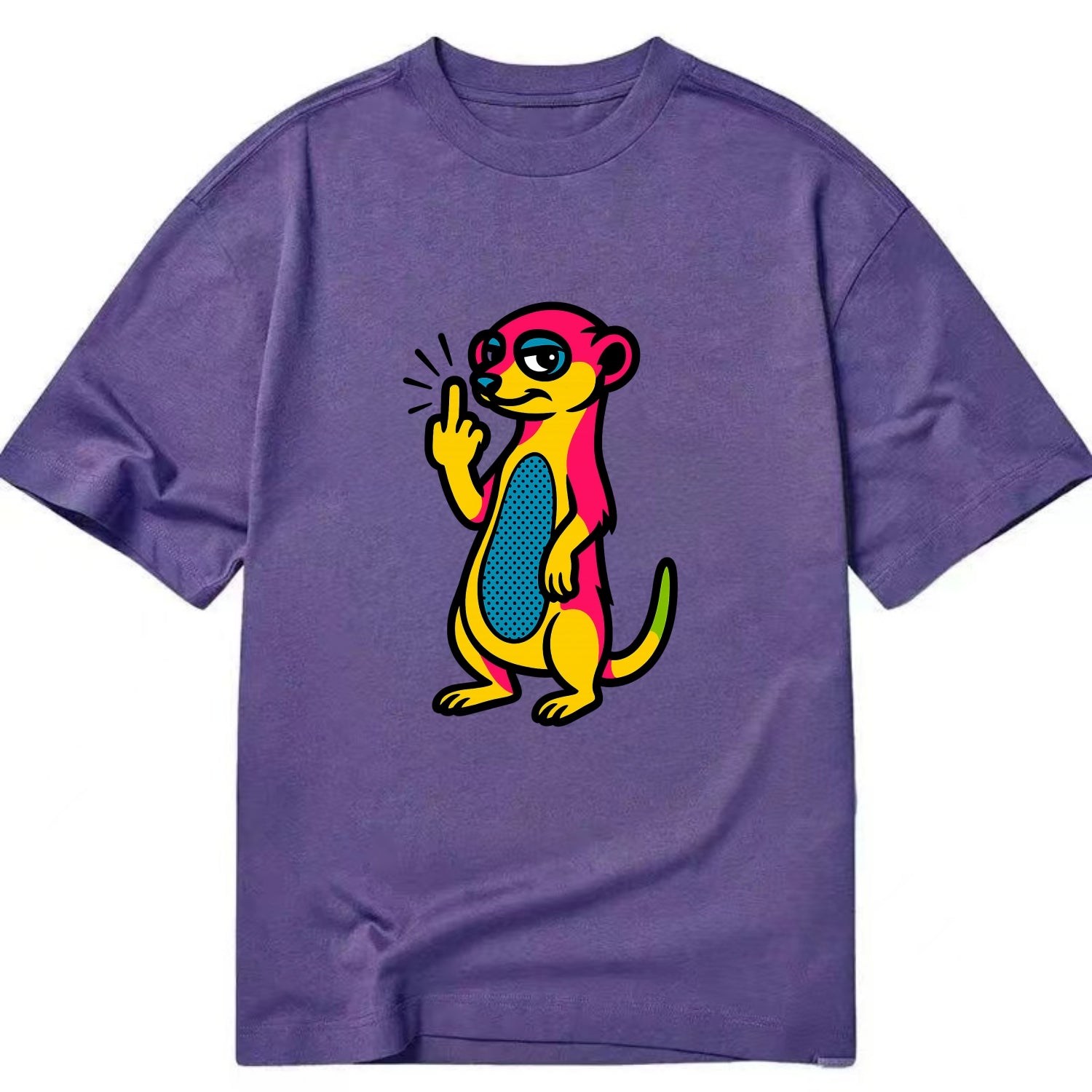 cute meerkat standing guard on hind legs, one front paw raised in sassy salute - Classic T-shirt - Purple