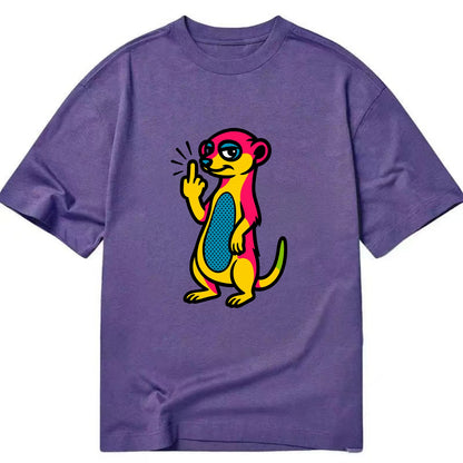cute meerkat standing guard on hind legs, one front paw raised in sassy salute - Classic T-shirt - Purple