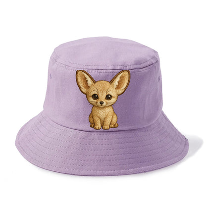 Baby Fennec Fox - huge ears, cream fur, large dark eyes, front-facing, desert baby - Bucket Hat - Purple
