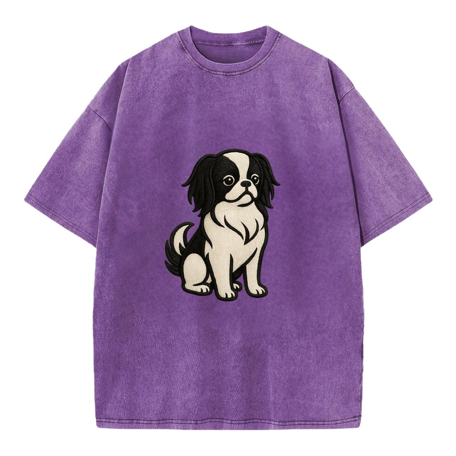 Japanese Chin - Black and white sitting Vintage T-shirt - Purple