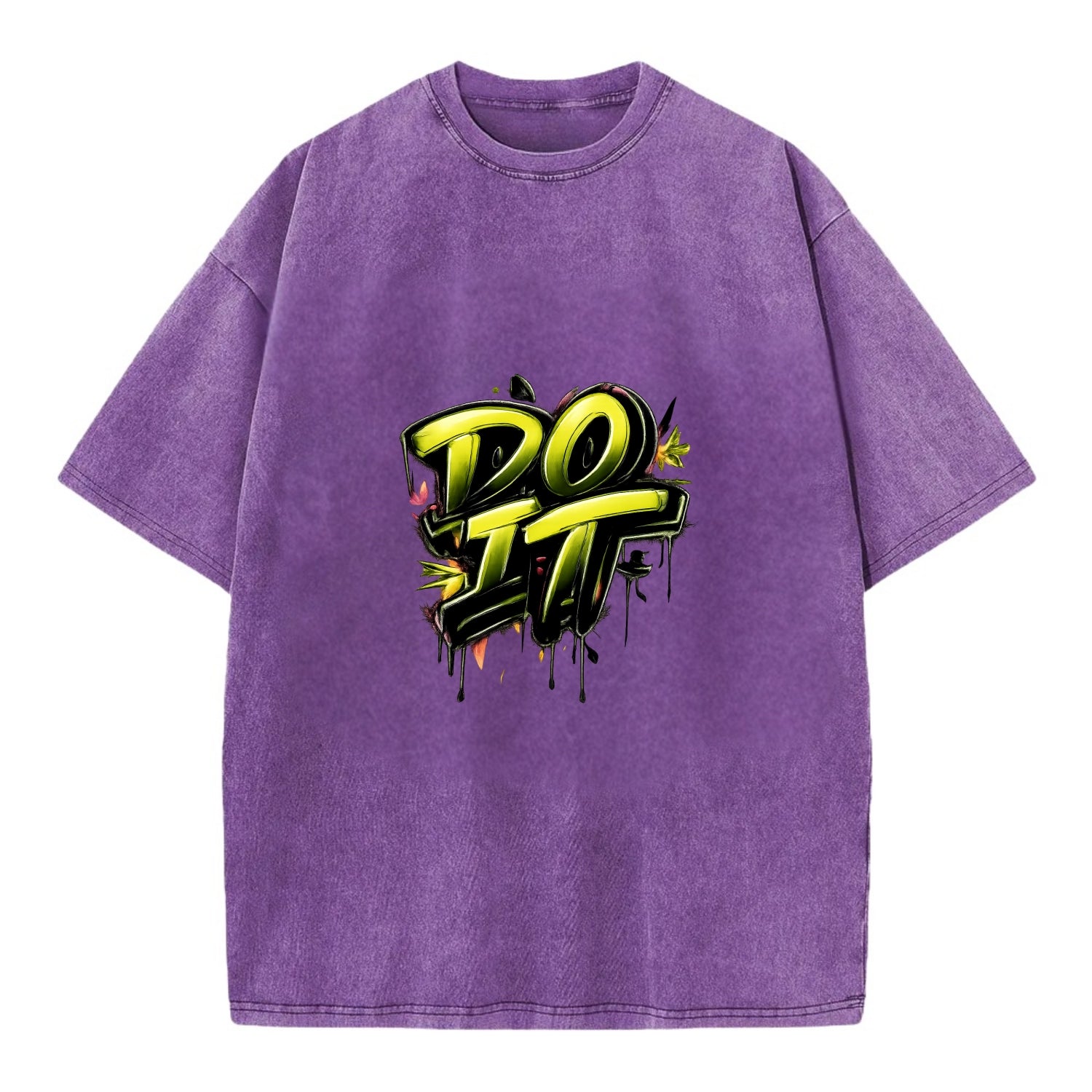 Bold typography design - "DO IT" - just do it, stop waiting - Vintage T-shirt - Purple
