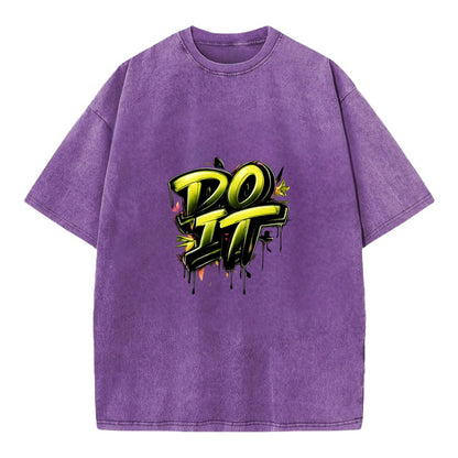 Bold typography design - "DO IT" - just do it, stop waiting - Vintage T-shirt - Purple