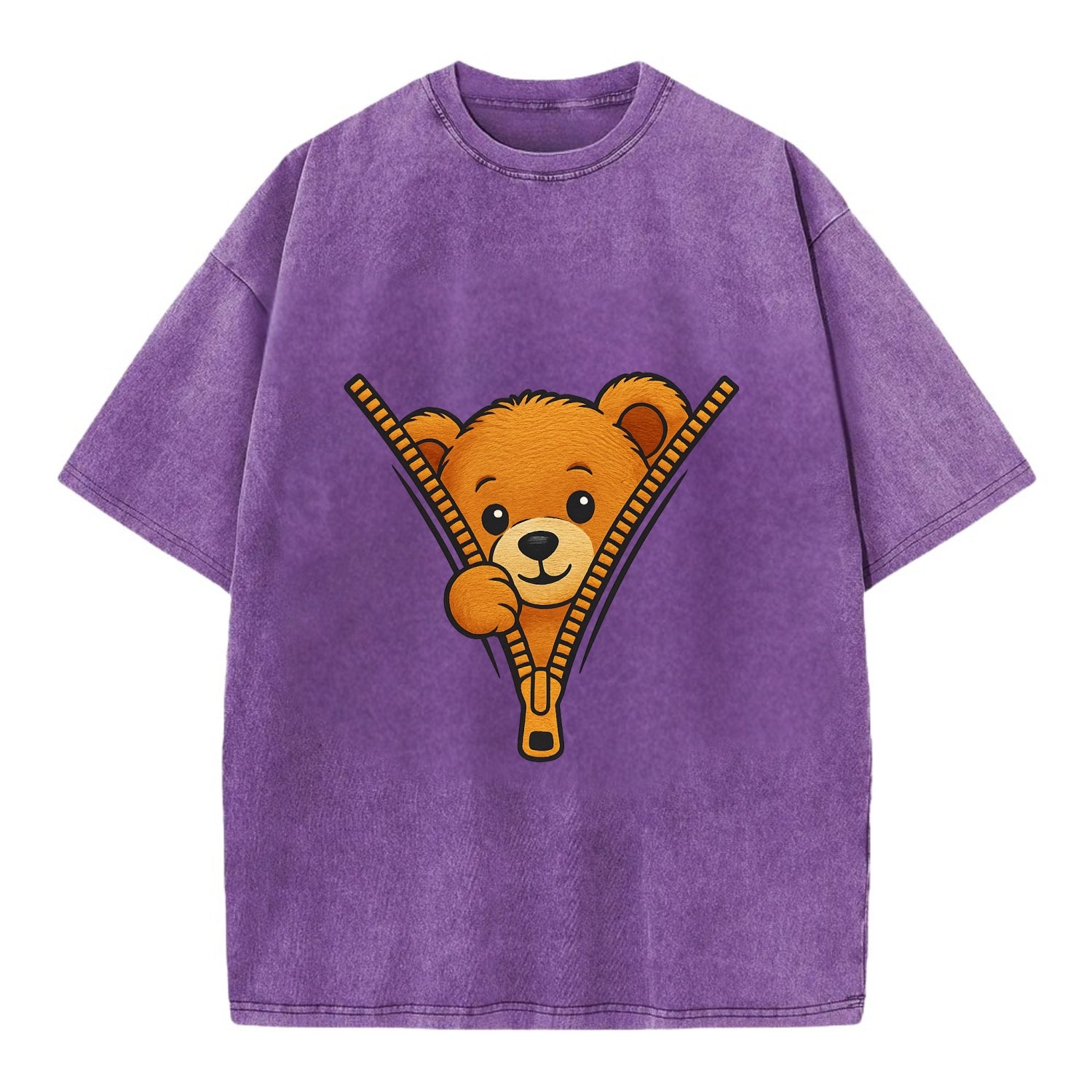zipper bear - Vintage T-shirt - Purple