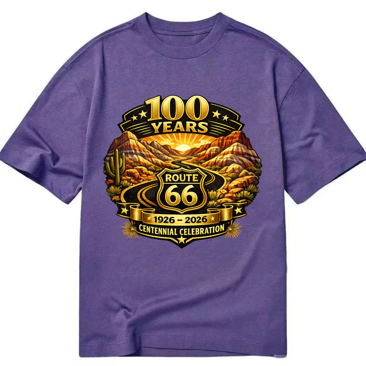 PAINTED DESERT | Colorful desert landscape | Route 66 winding through | Natural - Classic T-shirt - Purple