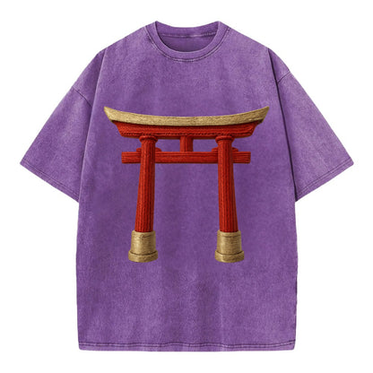 Japanese Torii Gate  - Vintage T-shirt - Purple