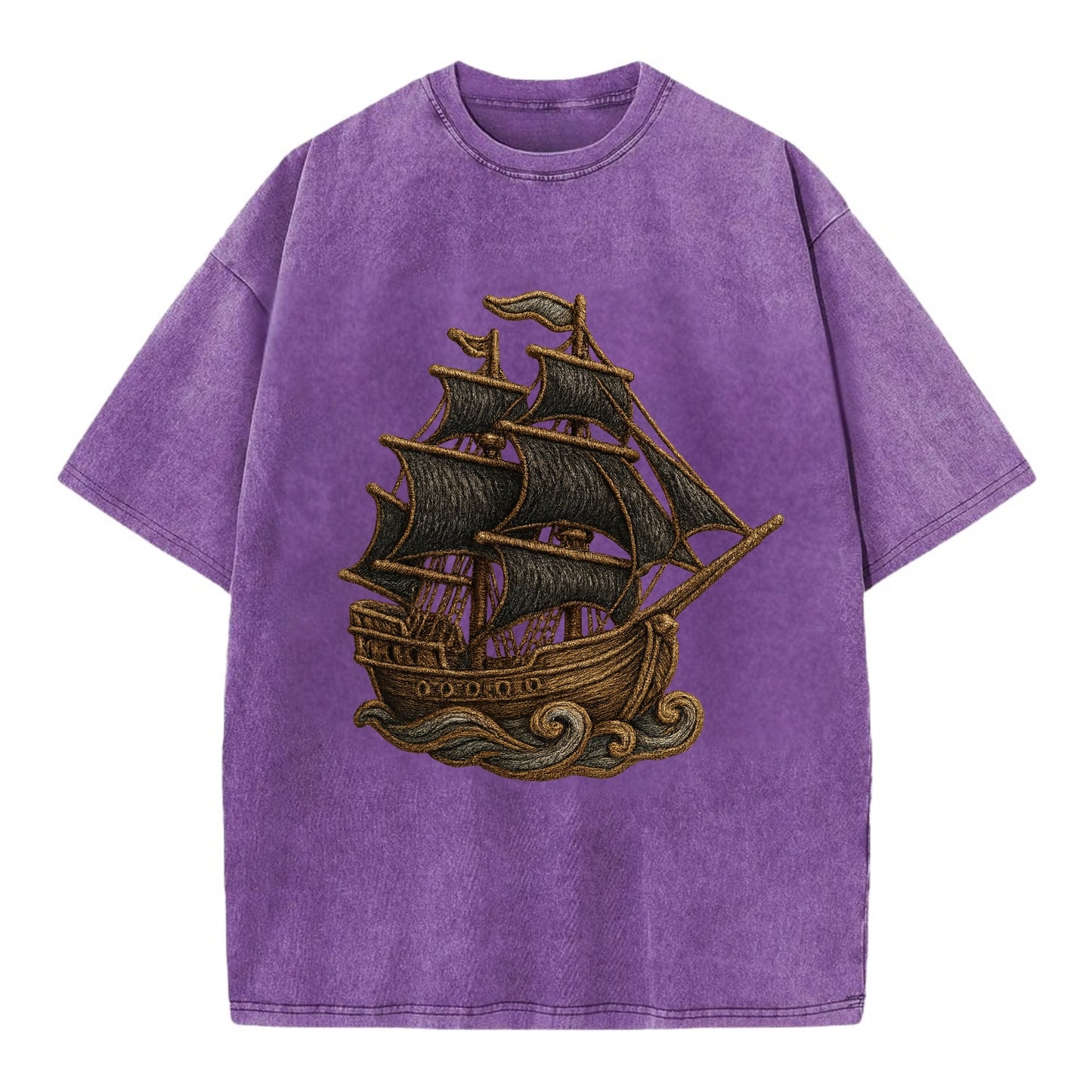 Pirate Ship  - Vintage T-shirt - Purple