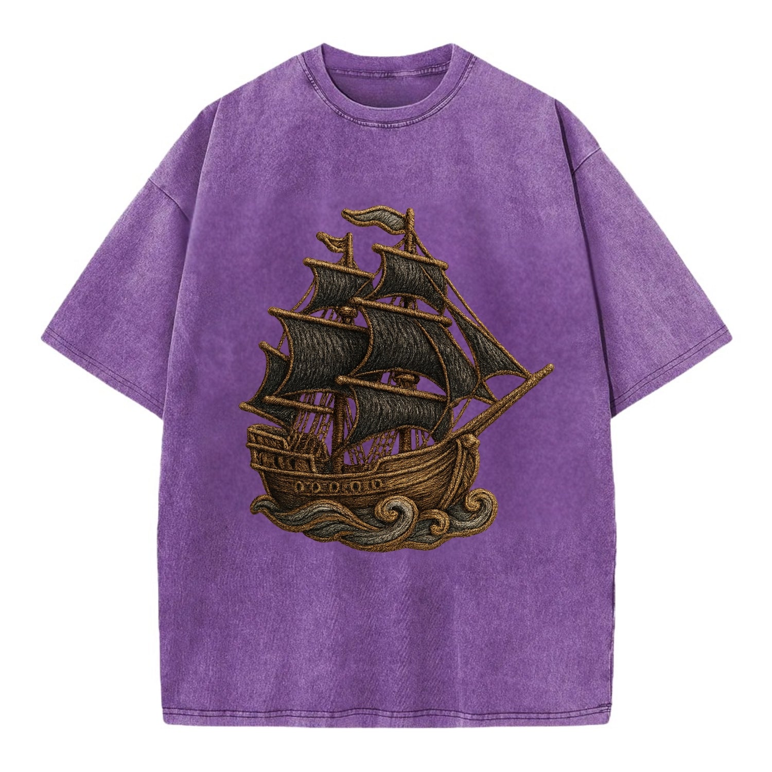 Pirate Ship  - Vintage T-shirt - Purple
