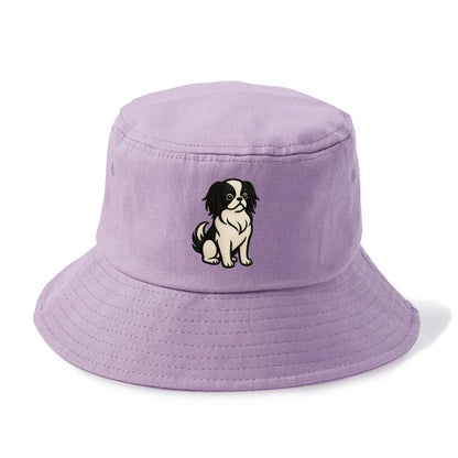Japanese Chin - Black and white sitting Bucket Hat - Purple