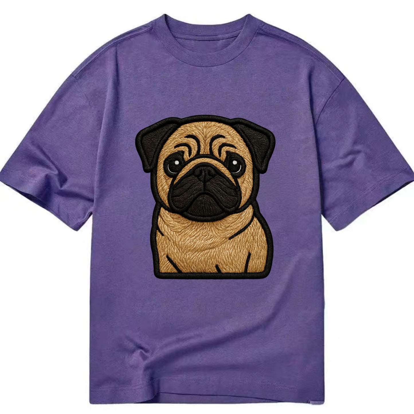 Pug - Contemporary wrinkled design with - Classic T-shirt - Purple