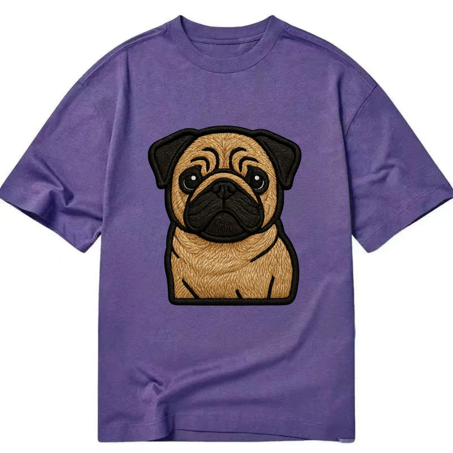 Pug - Contemporary wrinkled design with - Classic T-shirt - Purple