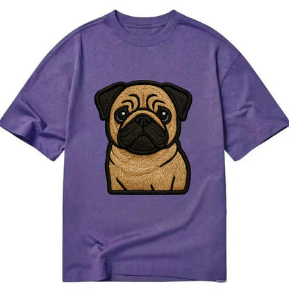 Pug - Contemporary wrinkled design with - Classic T-shirt - Purple