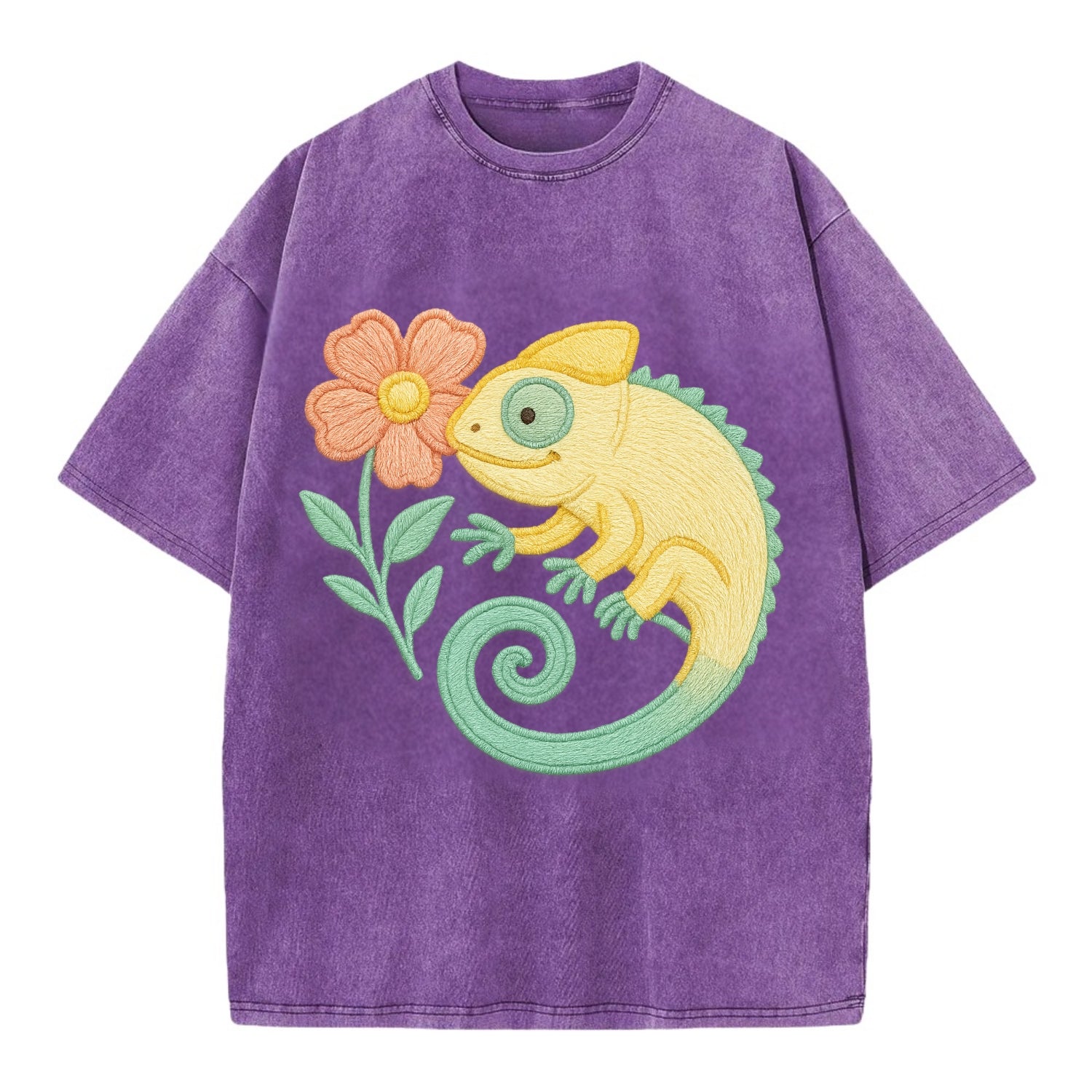 Yellow Chameleon - Vintage T-shirt - Purple