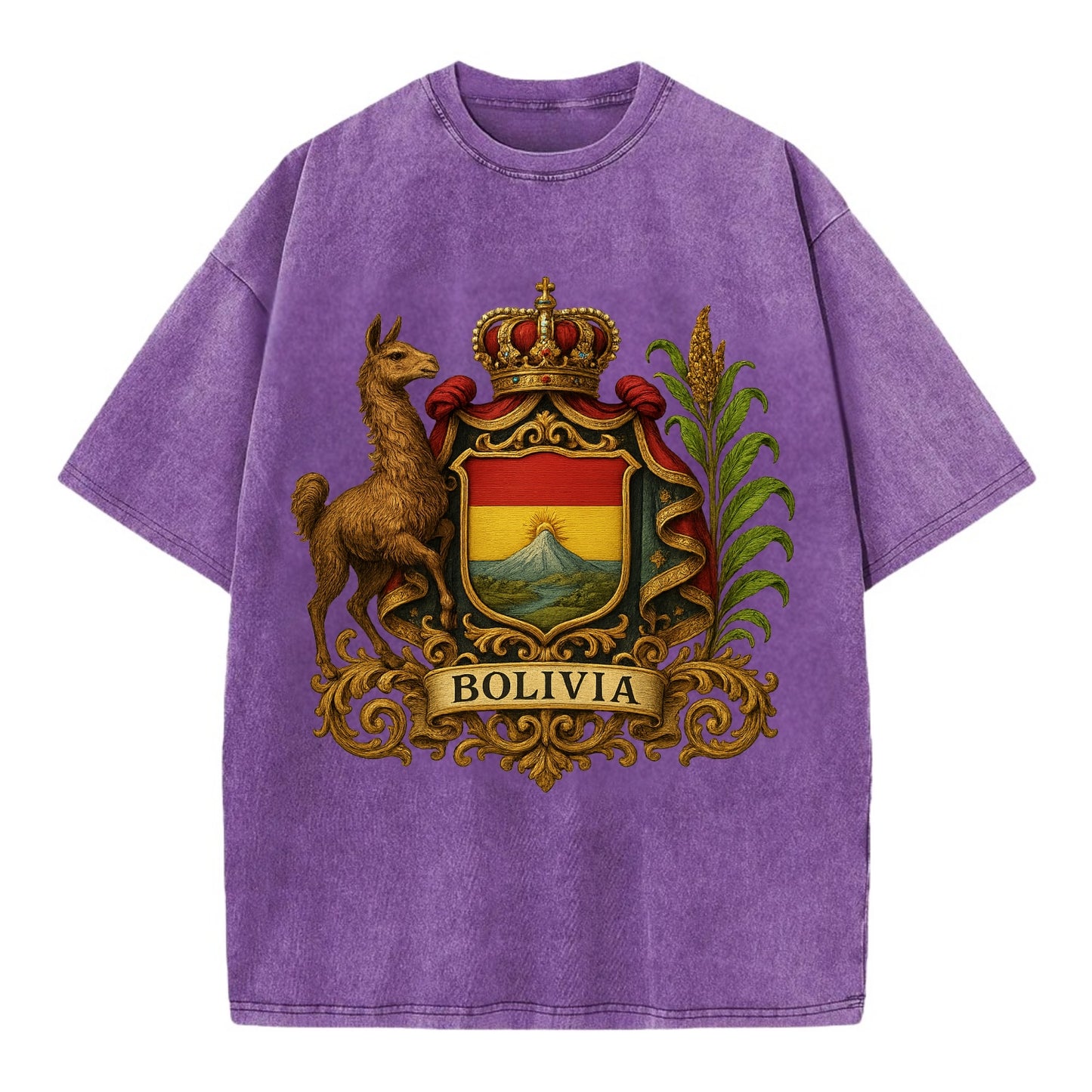 Bolivia Royal Logo  - Vintage T-shirt - Purple