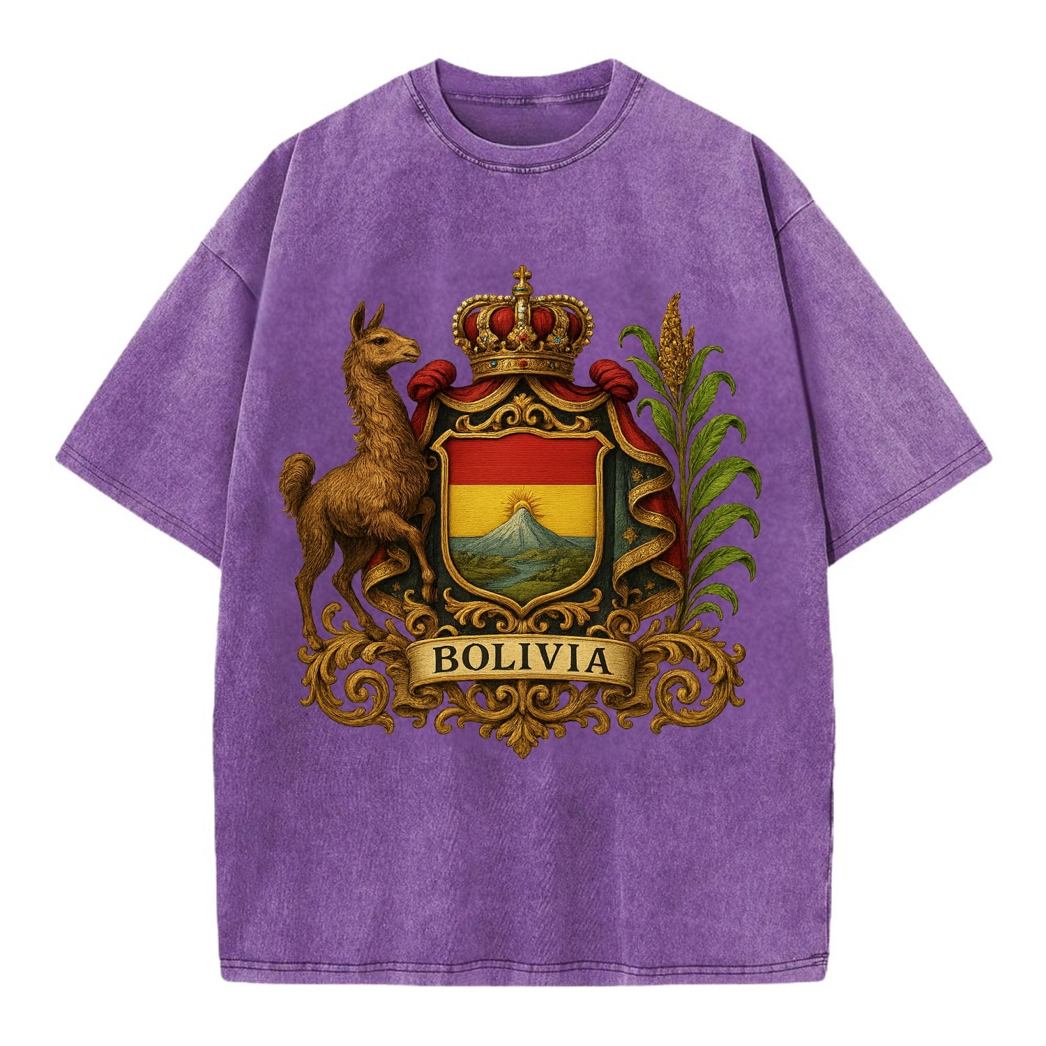 Bolivia Royal Logo  - Vintage T-shirt - Purple