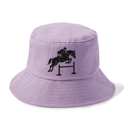 Equestrian jumping over obstacle - Bucket Hat - Purple