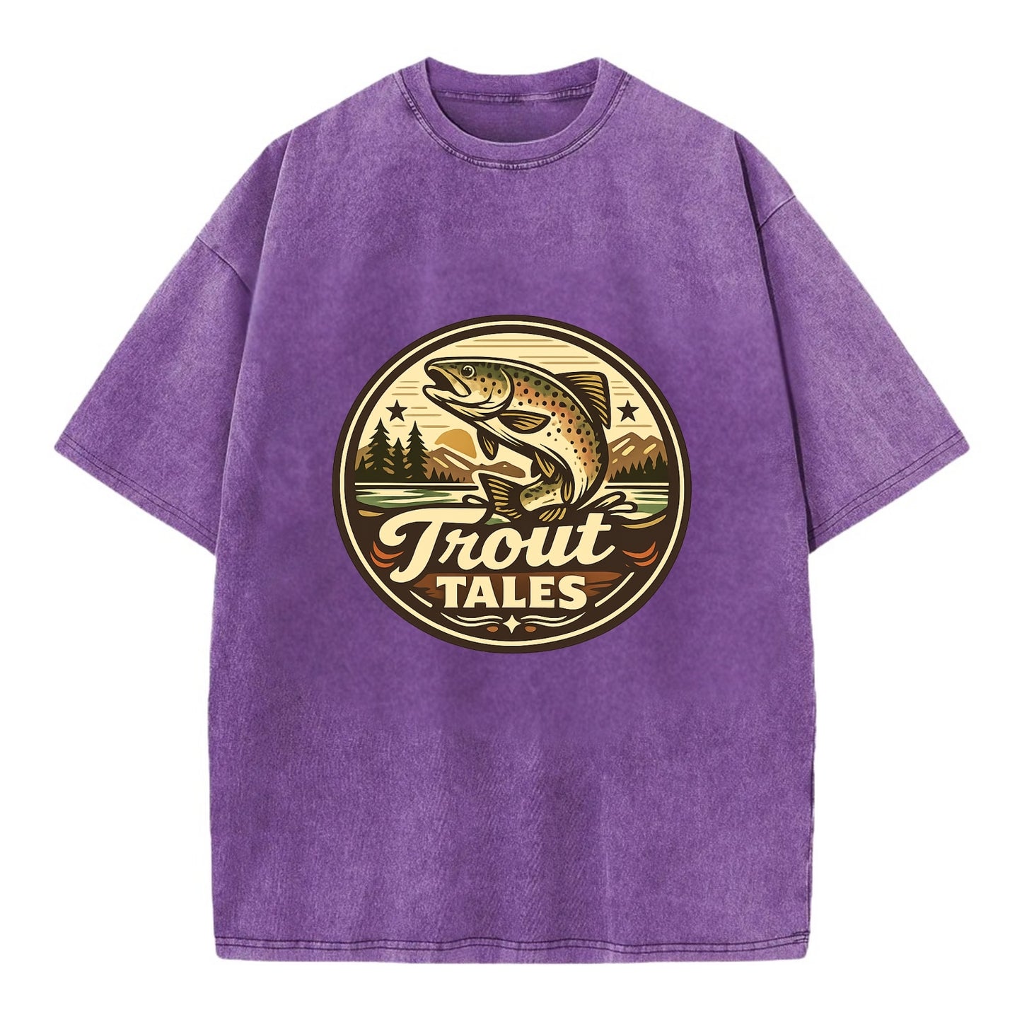Trout Tales Adventure Emblem - Vintage T-shirt - Purple