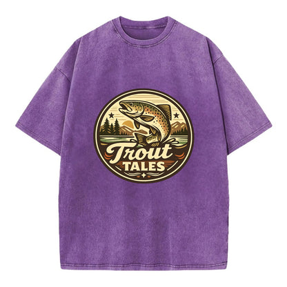 Trout Tales Adventure Emblem - Vintage T-shirt - Purple