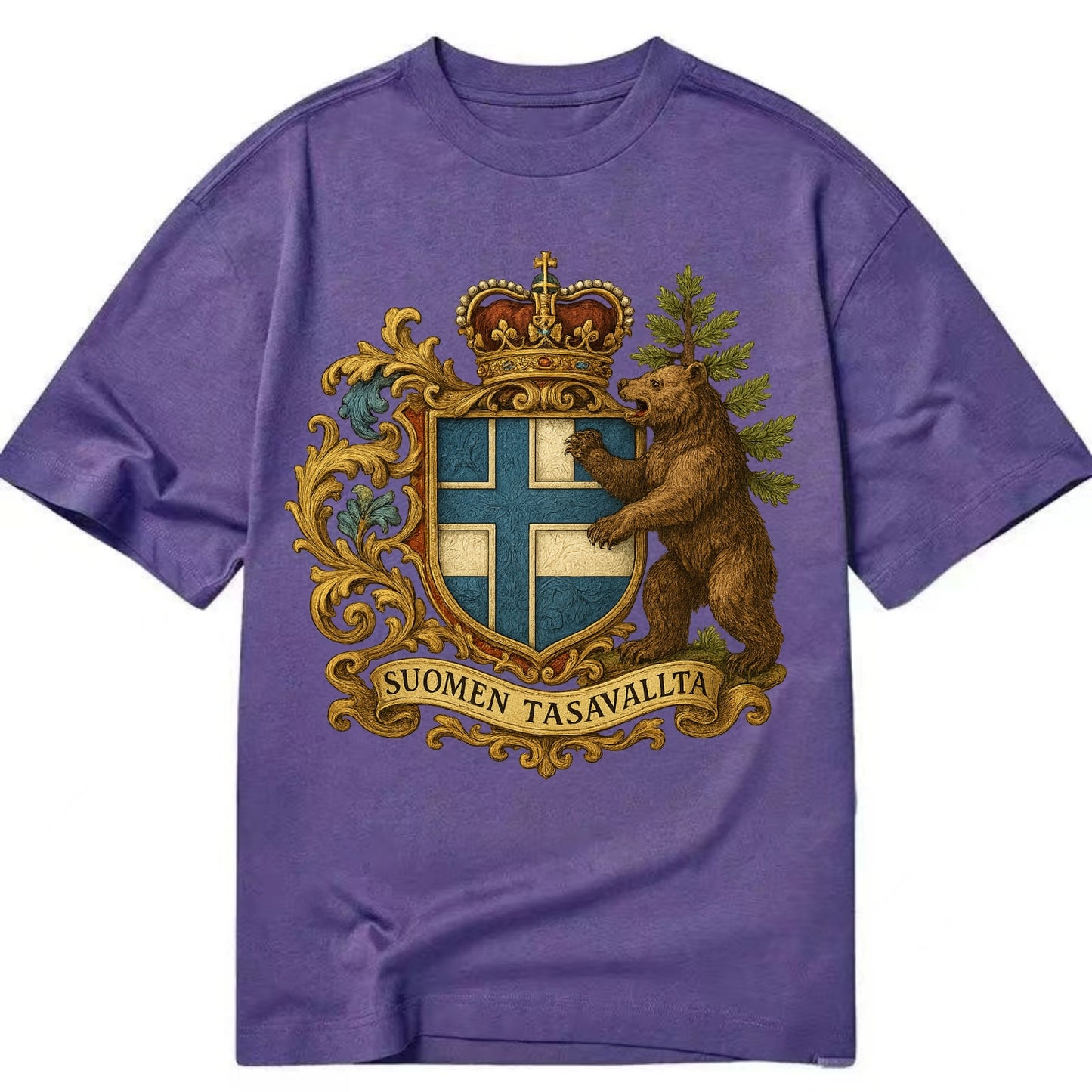 Finland Brown Bear Emblem  - Classic T-shirt - Purple