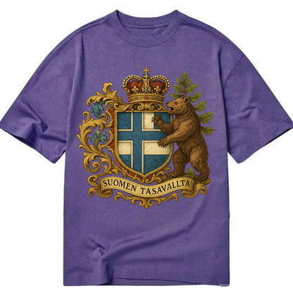 Finland Brown Bear Emblem  - Classic T-shirt - Purple