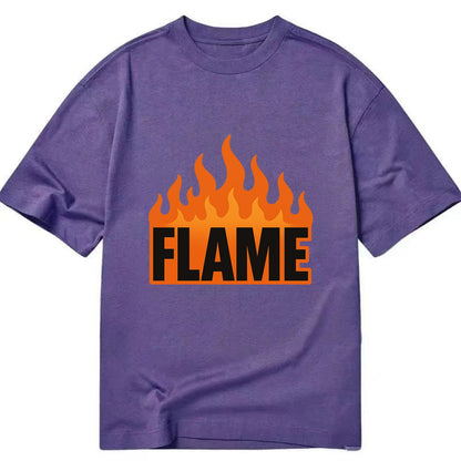 Bold typography design - "FLAME" - burning bright, passionate - Classic T-shirt - Purple