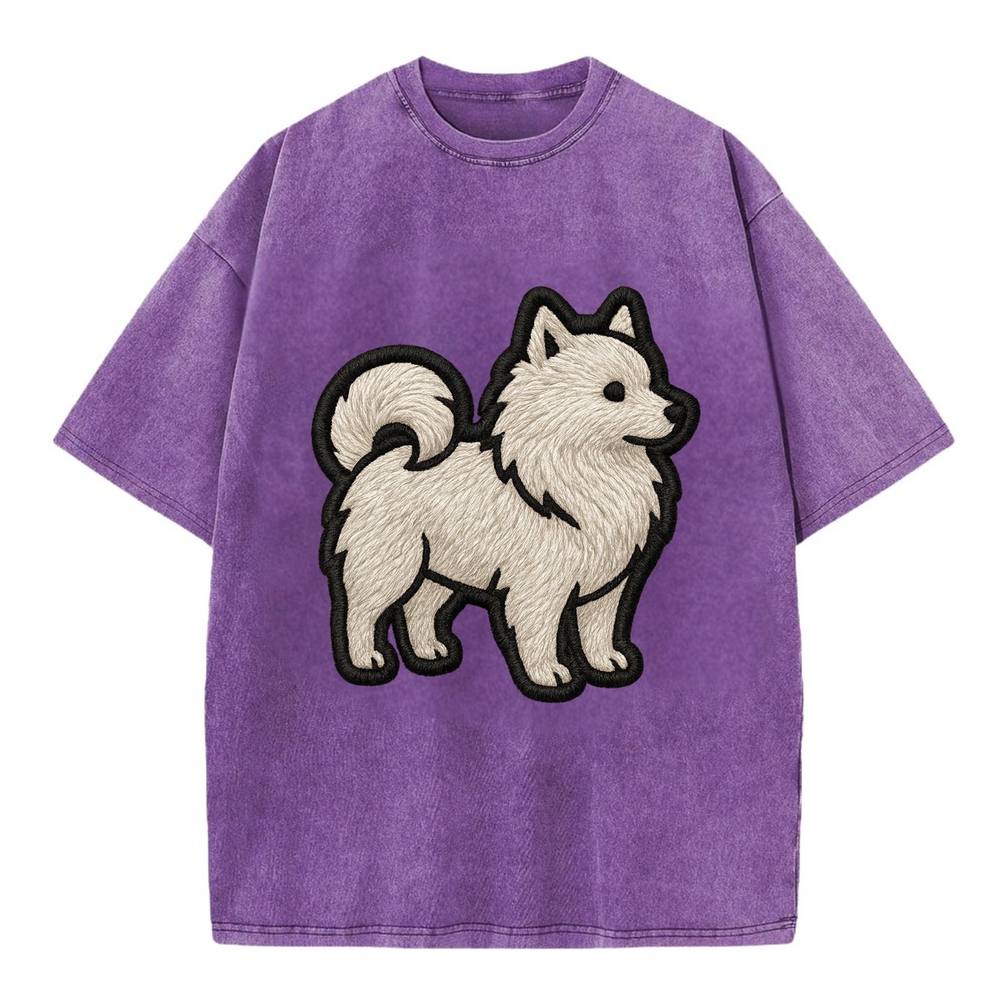 Japanese Spitz - Contemporary white spit - Vintage T-shirt - Purple