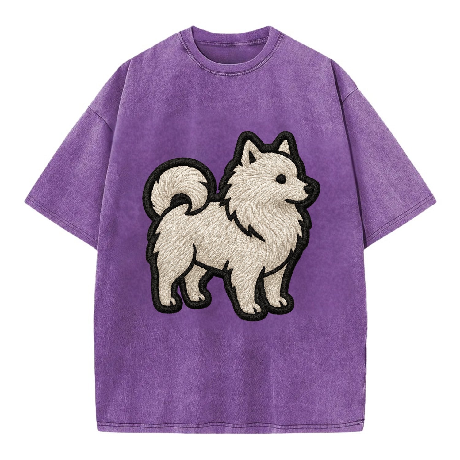 Japanese Spitz - Contemporary white spit - Vintage T-shirt - Purple