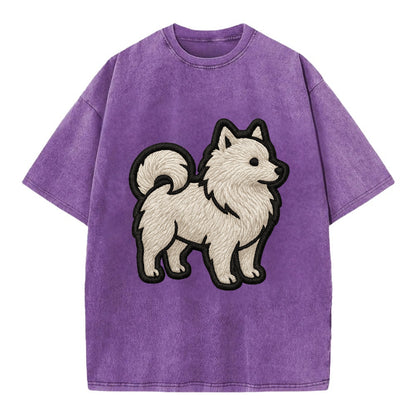 Japanese Spitz - Contemporary white spit - Vintage T-shirt - Purple