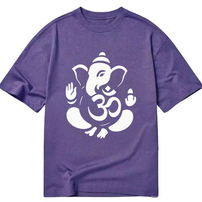 Ganesha elephant silhouette - negative space creates om symbol - Classic T-shirt - Purple