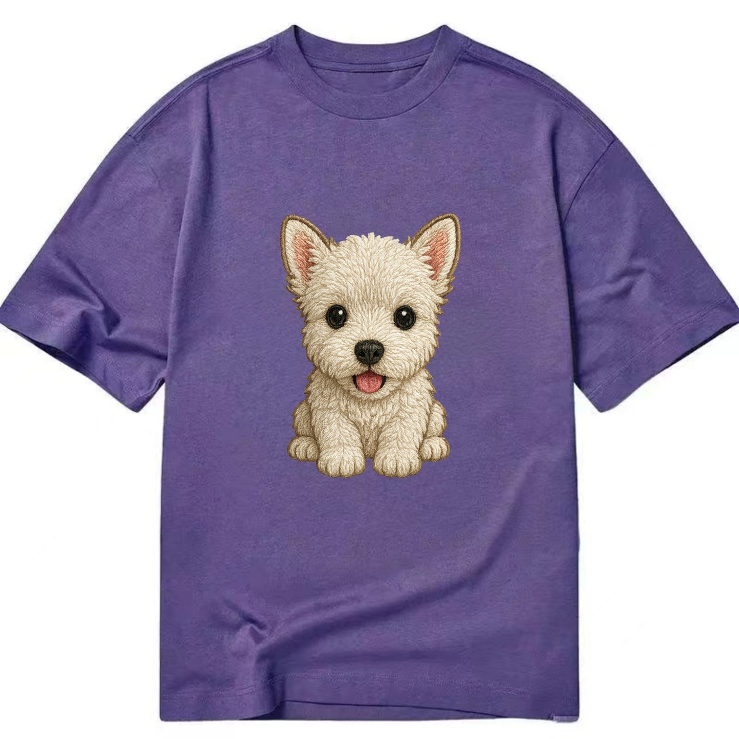 Baby West Highland White Terrier Puppy - all white, pointed ears, dark eyes, - Classic T-shirt - Purple