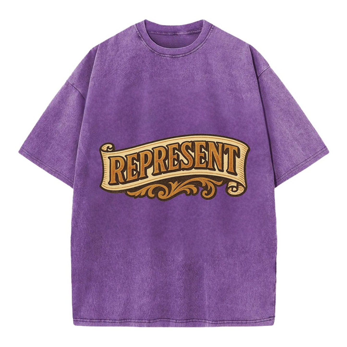 Bold typography design - "REPRESENT" - showing where you from - Vintage T-shirt - Purple