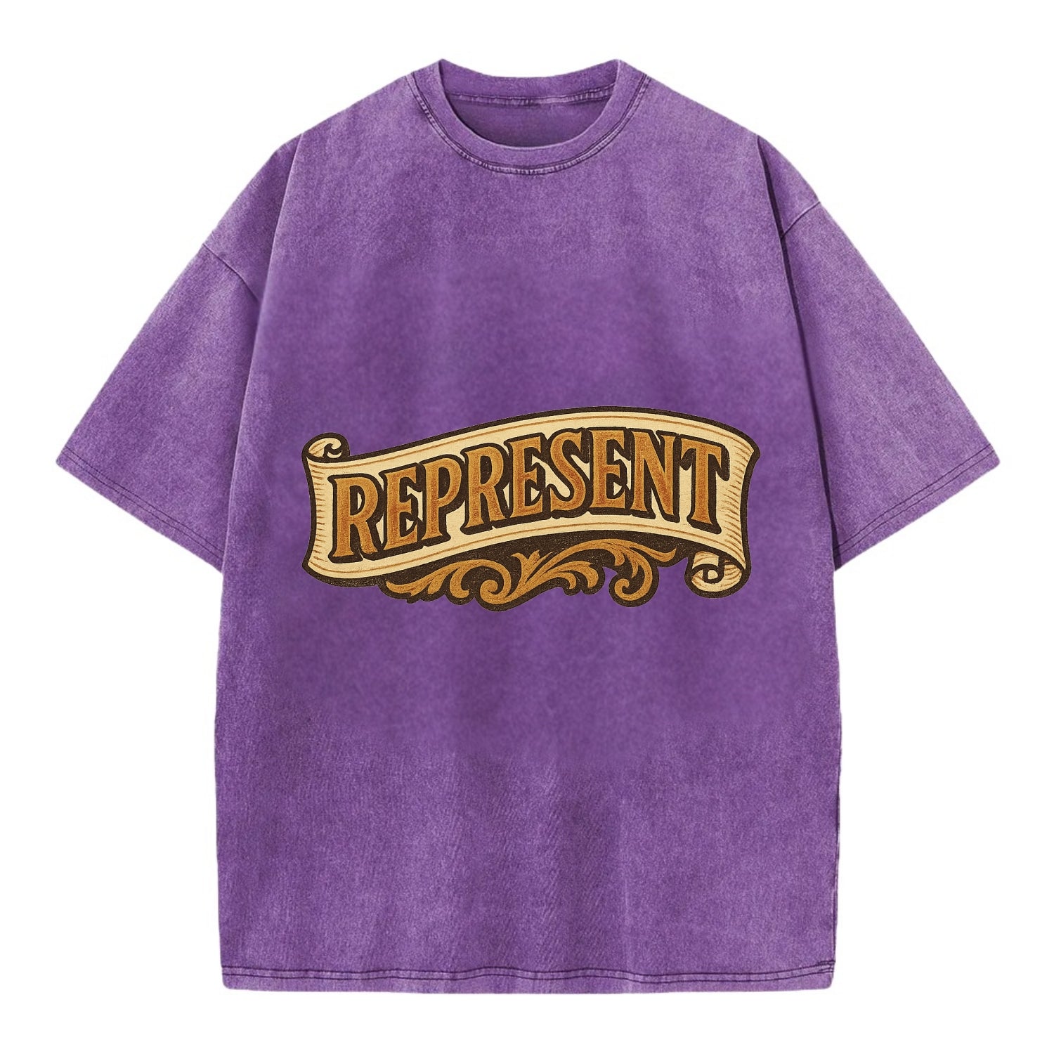 Bold typography design - "REPRESENT" - showing where you from - Vintage T-shirt - Purple