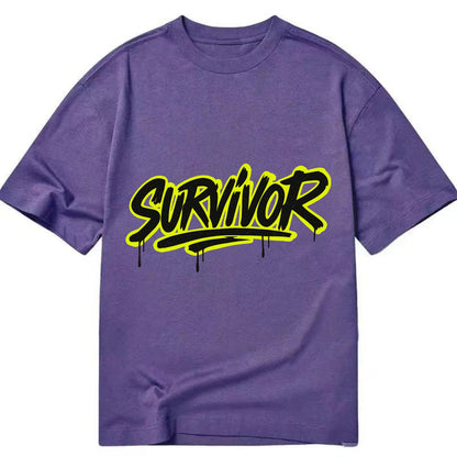Bold typography design - "SURVIVOR" - overcomer, still standing, made it through - Classic T-shirt - Purple
