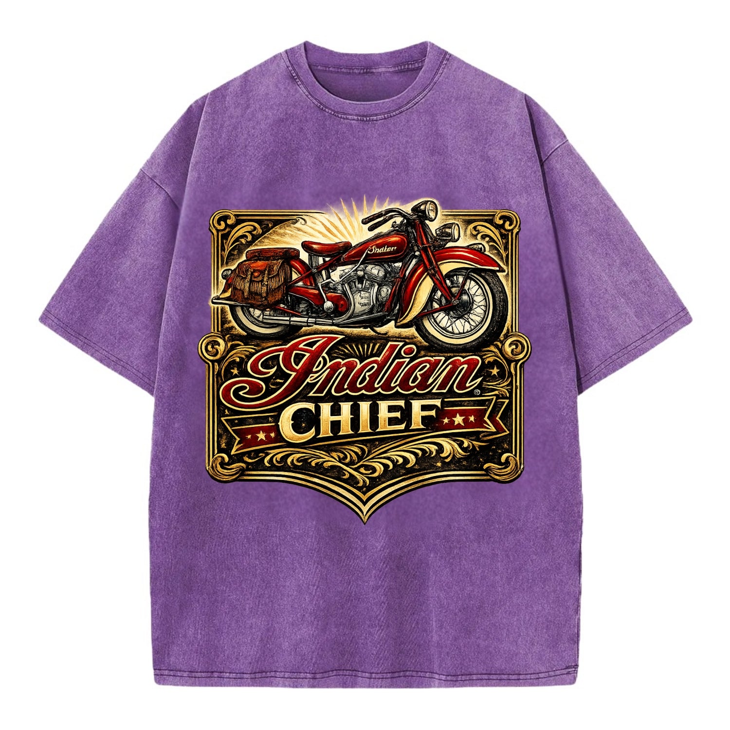 Classic Indian Chief - Vintage T-shirt - Purple