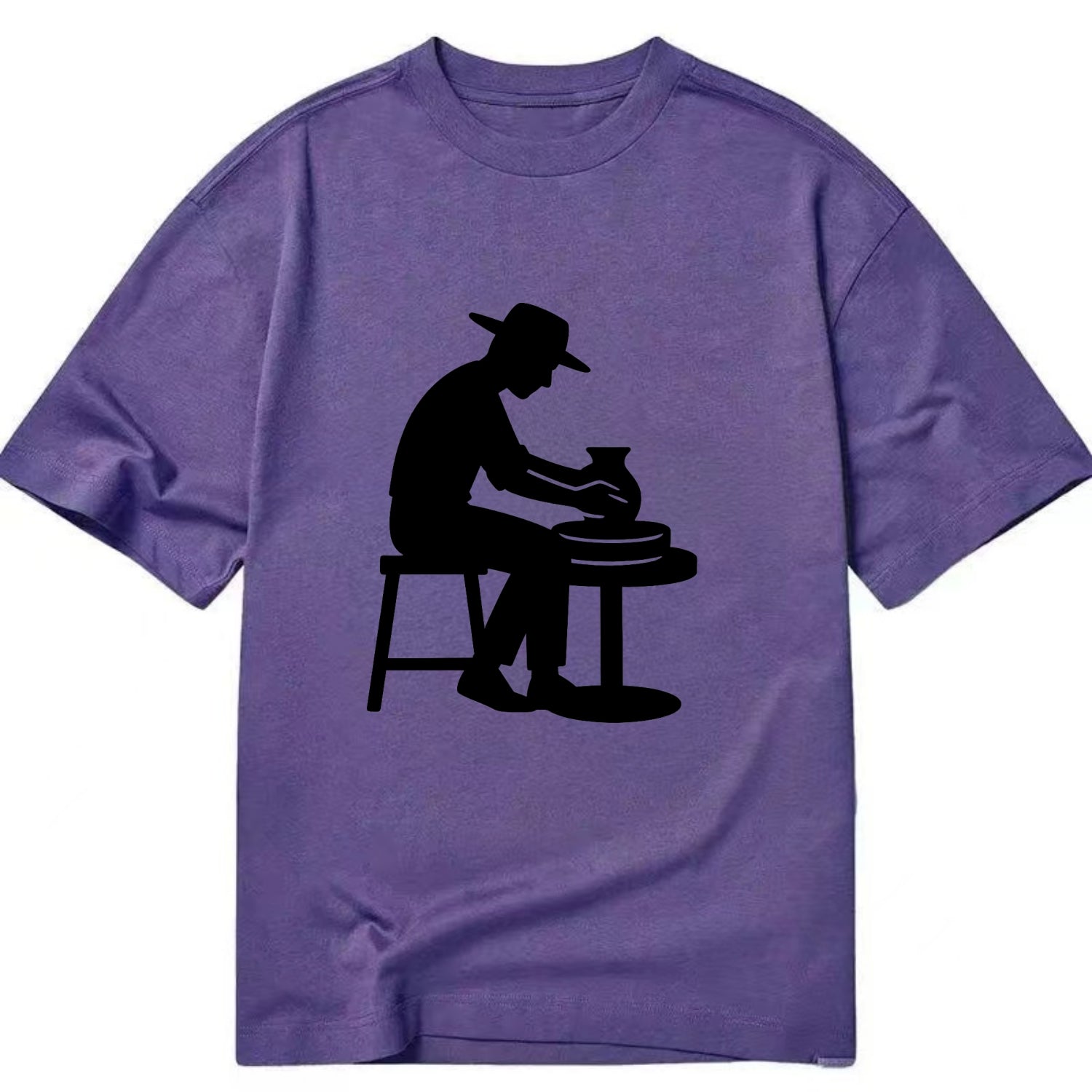 Potter shaping clay on wheel - Classic T-shirt - Purple