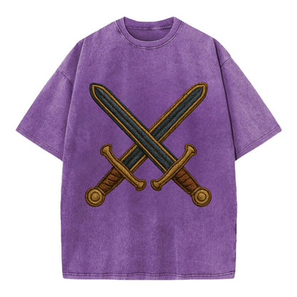 Crossed Swords  - Vintage T-shirt - Purple