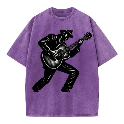 Guitarist playing acoustic guitar - Vintage T-shirt - Purple