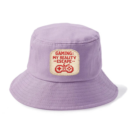 GAMING: MY REALITY ESCAPE - red game escape - red - gaming reality escape - Bucket Hat - Purple