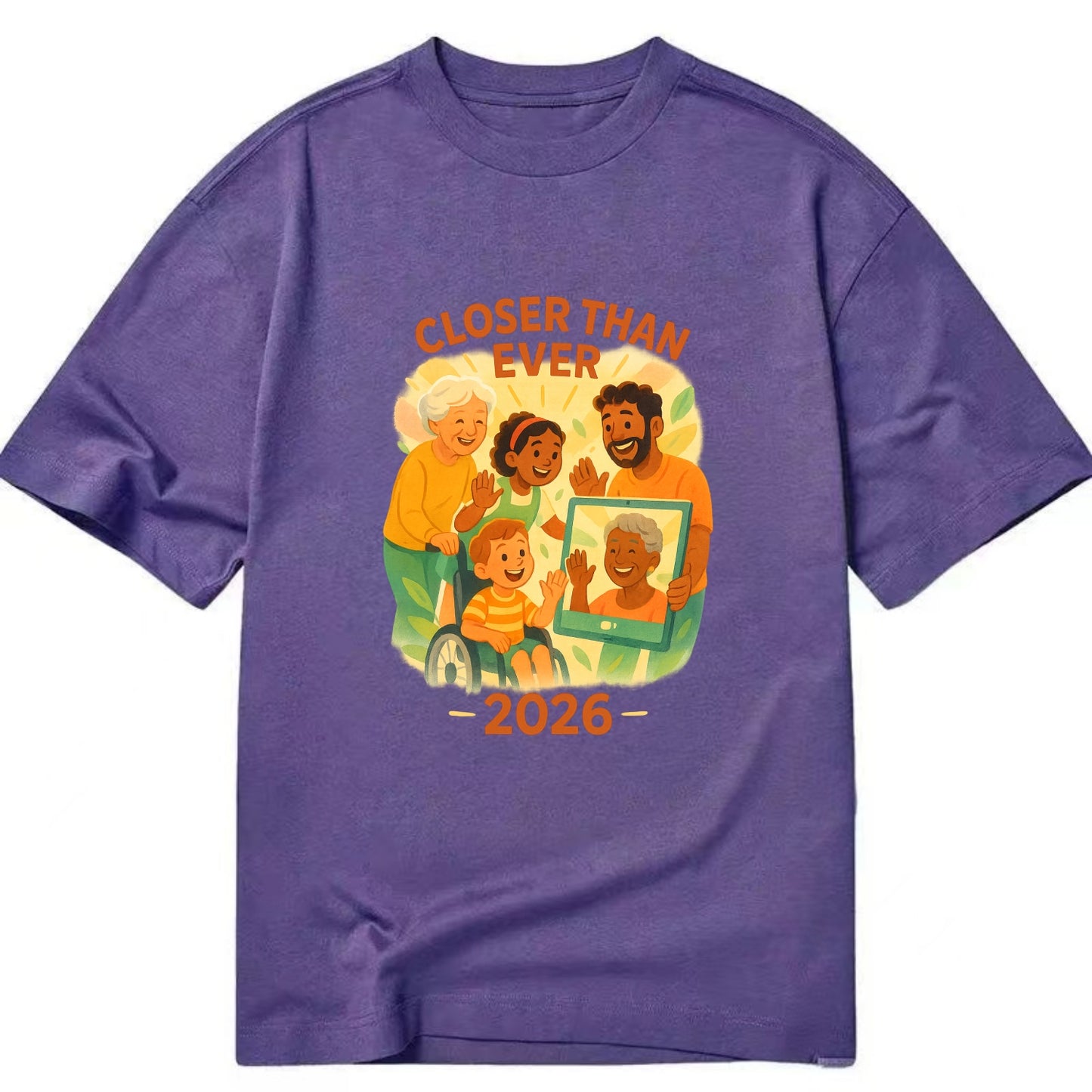 Technology bringing distant families together - "Closer Than Ever" - connection - Classic T-shirt - Purple