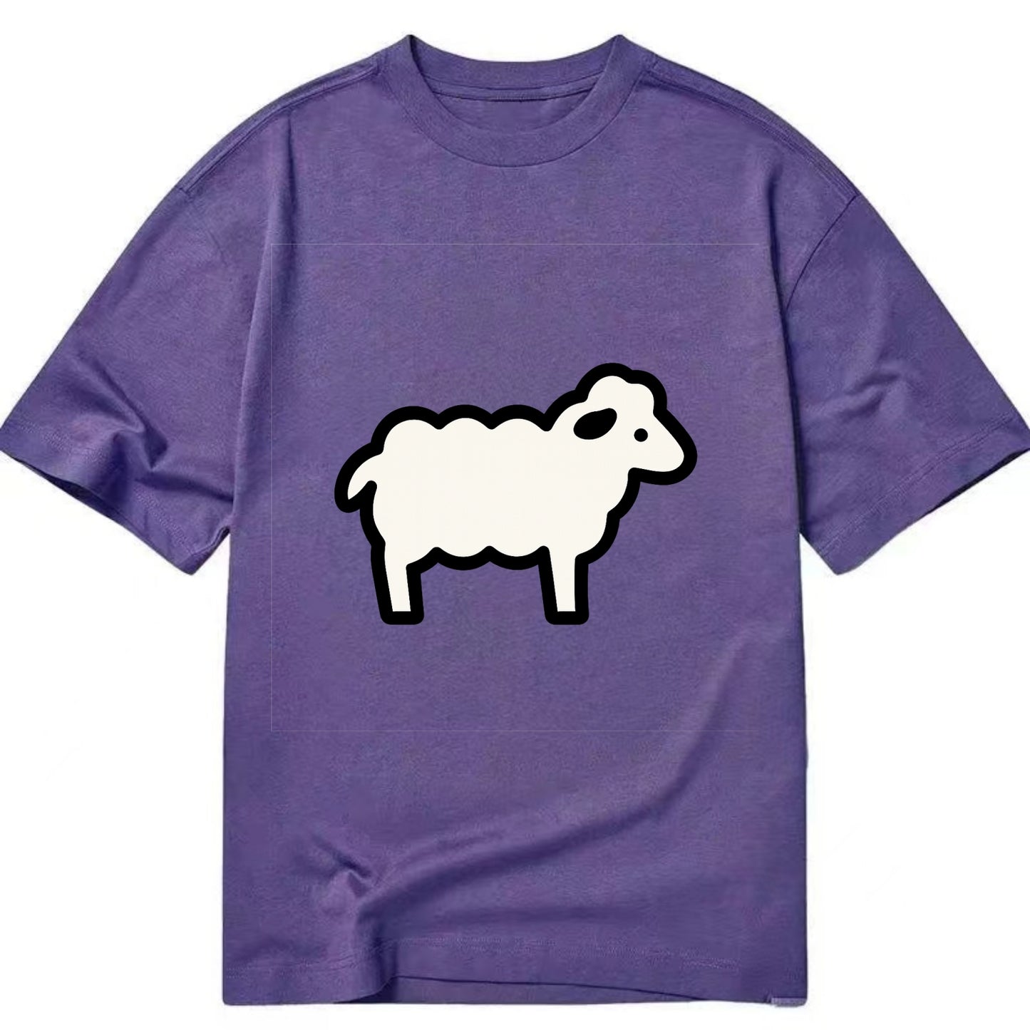 Sheep - White fluffy wool flat side profile - Classic T-shirt - Purple
