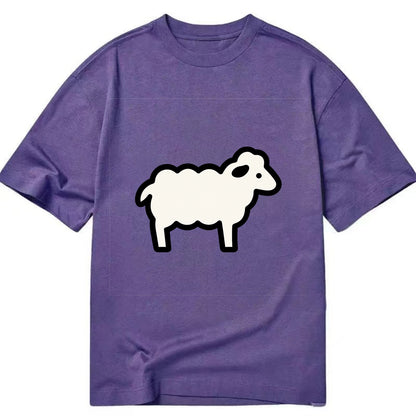 Sheep - White fluffy wool flat side profile - Classic T-shirt - Purple