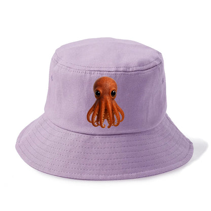 Baby Giant Pacific Octopus - reddish, smaller tentacles, expressive eyes, - Bucket Hat - Purple