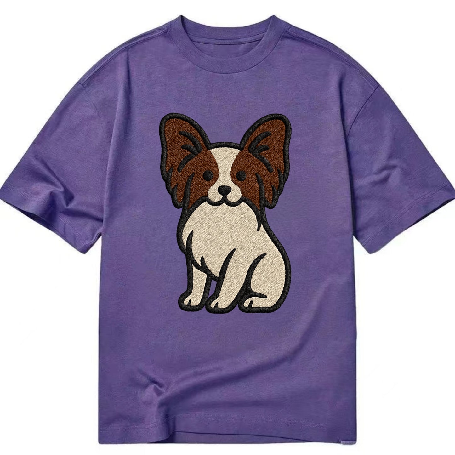 Papillon - White with brown ears sitting Classic T-shirt - Purple