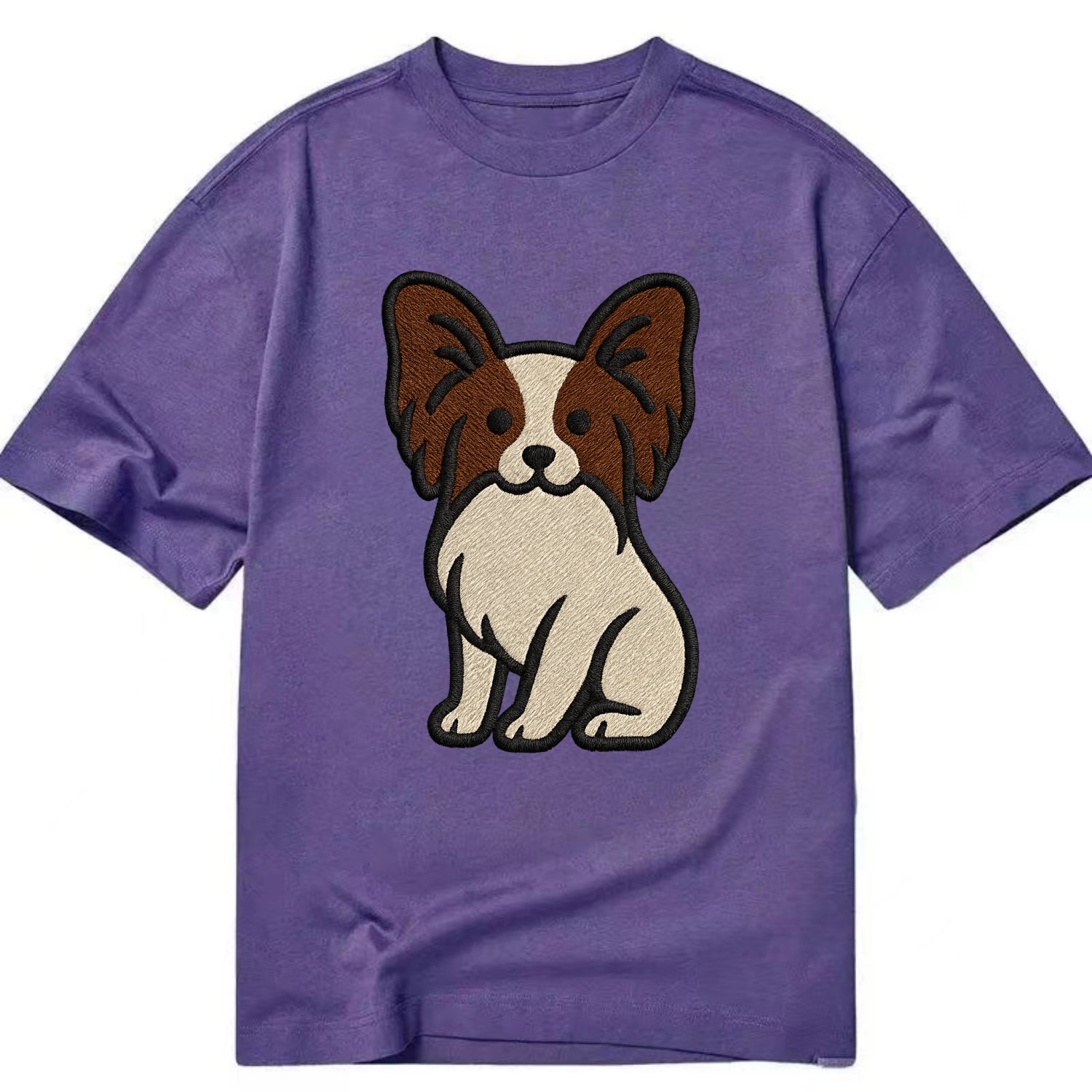 Papillon - White with brown ears sitting Classic T-shirt - Purple