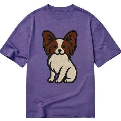 Papillon - White with brown ears sitting Classic T-shirt - Purple