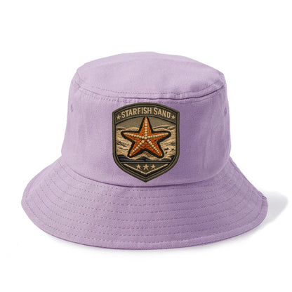 STARFISH SAND - sea star in orange and tan , beachcomber - Bucket Hat - Purple